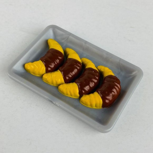 Barbie Toy Rectangle Gray Tray Chocolate Croissants Food Pretend Play Toy Kids - Picture 2 of 4